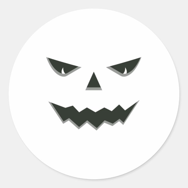 Sticker Rond Mal Éffrayant Citrouille Face Jack O'Lantern Hallo (Devant)