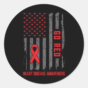 Sticker Rond Maladie cardiaque Drapeau américain Aller Maladie