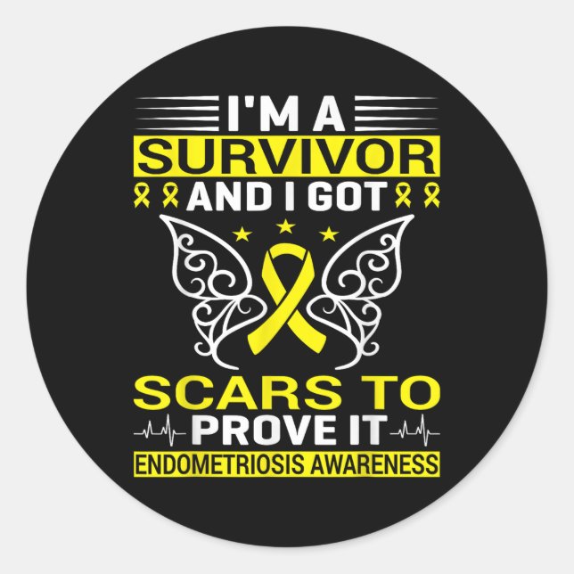 Sticker Rond Maladie chronique Endo Guerrier Endometriose (Devant)