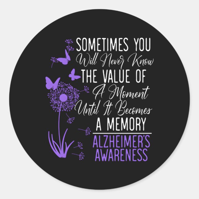 Sticker Rond Maladie D'Alzheimer Detia Je Porte Violet (Devant)
