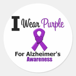 Sticker Rond Maladie d'Alzheimer Sensibilisation au ruban viole