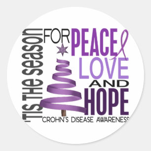 Sticker Rond Maladie de Crohn de vacances de Noël d'espoir