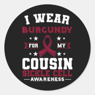 Sticker Rond Maladie de la faucille Sdd Burgundy Sensibilisatio