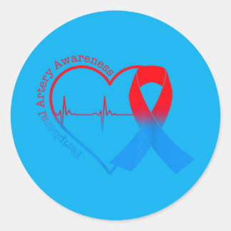 Sticker Rond Maladie des artères périphériques Cœur Ruban rouge