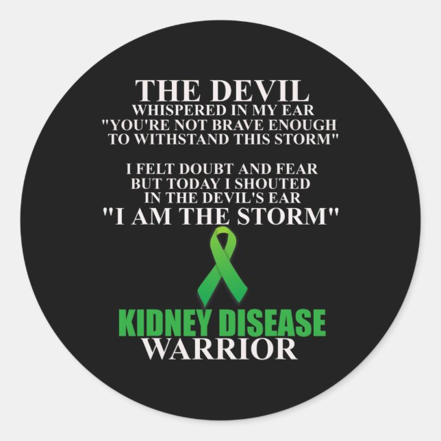 Sticker Rond Maladie du rein Ruban Warrith Sensibilisation Fait (Devant)