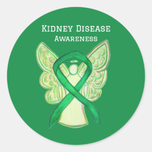 Sticker Rond Maladie du rein Sensibilisation Ruban Angel Decal