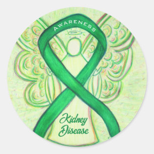 Sticker Rond Maladie du rein Sensibilisation Ruban Angel Decal