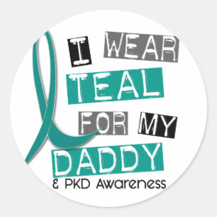 Sticker Rond Maladie rénale polykystique PKD Turquoise Pour Pap