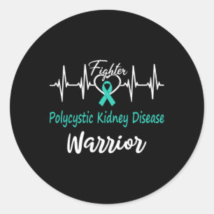 Sticker Rond Maladie rénale polykystique Pkd Warrior Heartbeat 