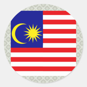 Sticker Rond Malaisie Drapeau de haute qualité