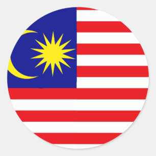 Sticker Rond Malaisie Drapeau de haute qualité