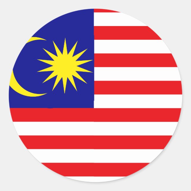 Sticker Rond Malaisie Drapeau de haute qualité (Devant)