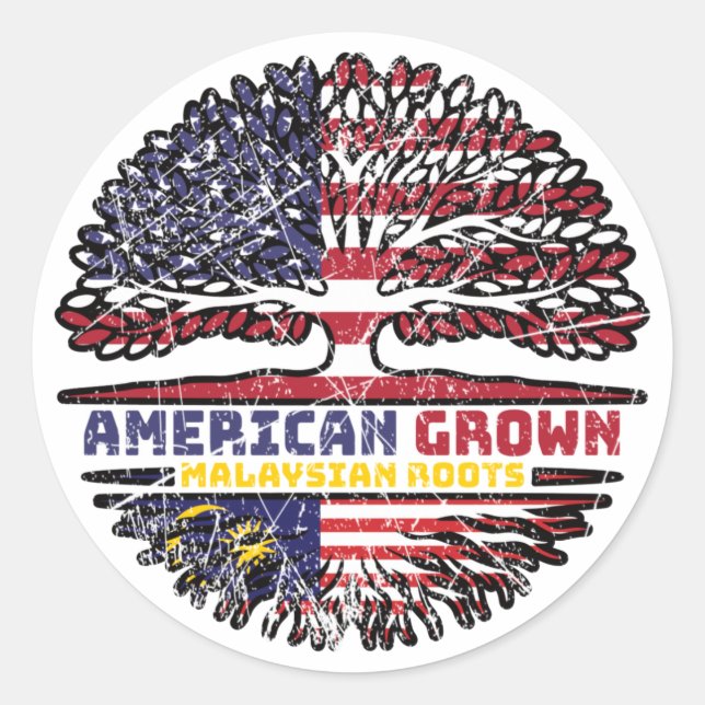 Sticker Rond Malaisie Malaisie États-Unis États-Unis (Devant)