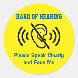 Sticker Rond Malentendant - Jaune