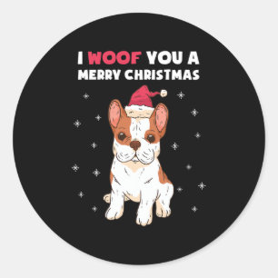 Sticker Rond Malheur à vous un joyeux Noël Français Bulldog Aim