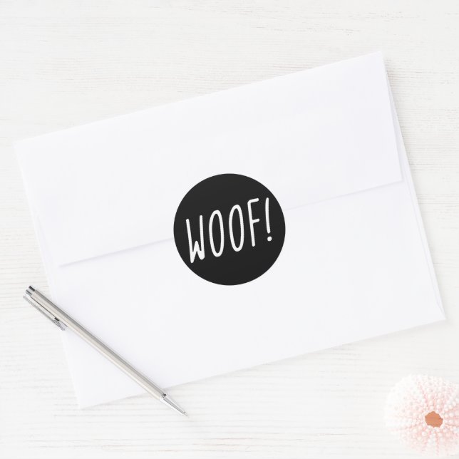 Sticker Rond Malheur ! Texte blanc sur Arrière - plan noir (Enveloppe)
