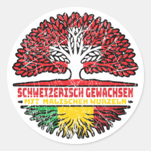 Sticker Rond Mali Mali Suisse Arbre à racines