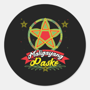 Sticker Rond Maligayang Pasko Philippines Noël Philippines