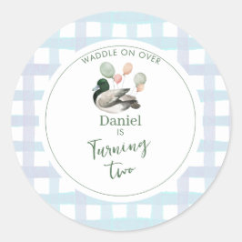 Sticker Rond Mallard Lucky Duck Any Age Birthday 