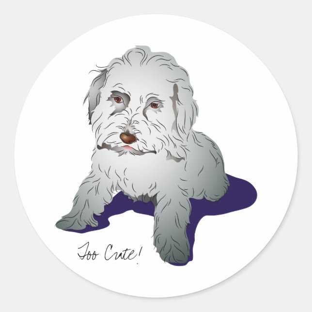 Sticker Rond Maltipoo Cute Puppy (Devant)