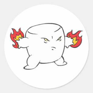 Sticker Rond malvais marshmallow grillé drôle