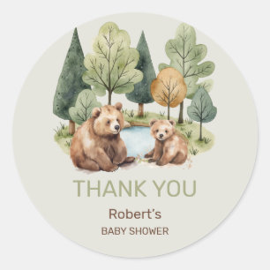 Sticker Rond Mama bear aventure attend une invitation baby show