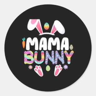 Sticker Rond Mama Bunny Famille Matching Ears Ears Bunny Femmes