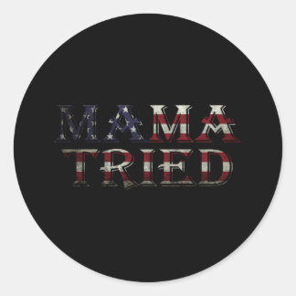 Sticker Rond Mama Essaie Musique Country Lyric USA Drapeau Retr