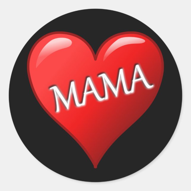 Sticker Rond Mama Heart avec Arrière - plan noir (Devant)