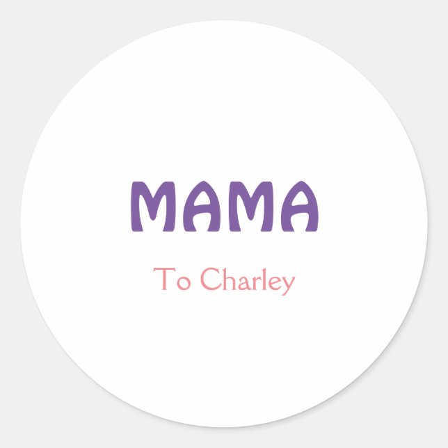 Sticker Rond Mama mères heureuses rétro violet ajouter nom text (Devant)