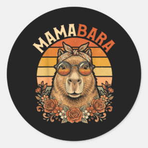 Sticker Rond Mamabara Capybara Mère Drôle Mignonne Maman Animal