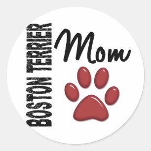 Sticker Rond Maman 2 de Boston Terrier