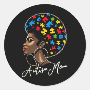 Sticker Rond Maman afro-américaine noire de sensibilisation à l