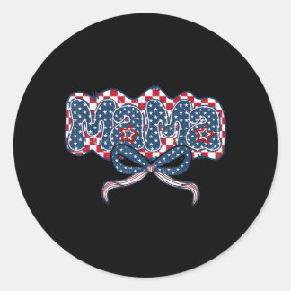 Sticker Rond Maman Américaine 4 Juillet Rétro 1776 Indépendance