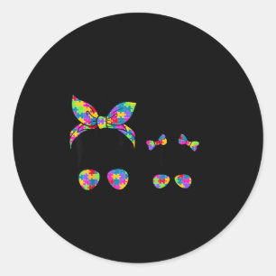 Sticker Rond Maman autiste et fille chignon lunettes de soleil