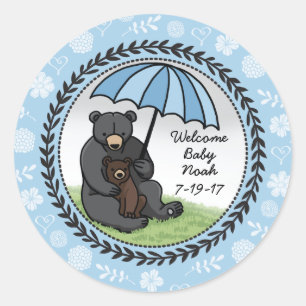 Sticker Rond Maman bienvenue Bear et CUB de bébé personnalisés