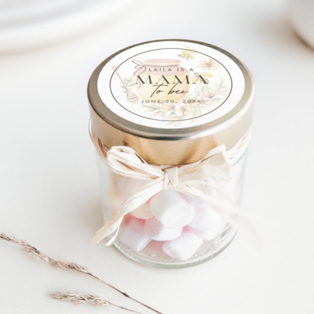 Sticker Rond Maman Bourdon en Nid d'Abeille pour la Fête de Nai (Add your theme into your personalized party favors with this fun favor sticker!)