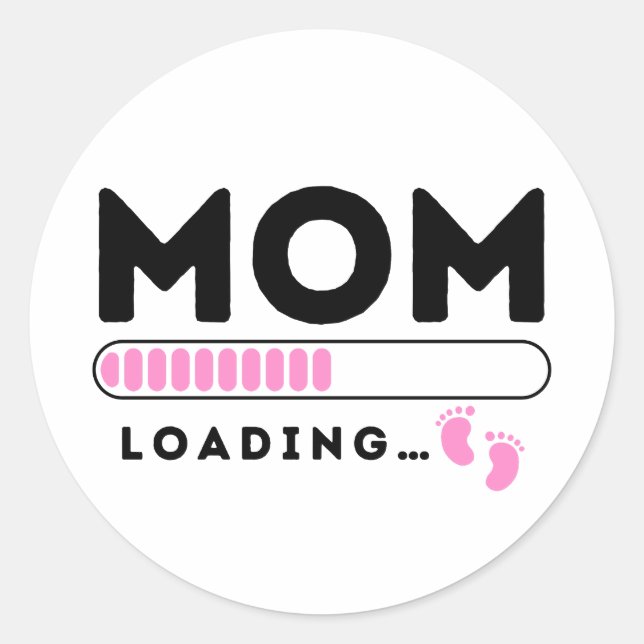 Sticker Rond Maman Chargement bébé fille rose Bientôt être mama (Devant)