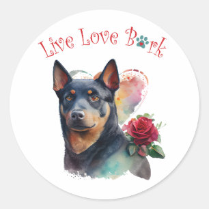Sticker Rond Maman Chien Kelpie Australien Floral