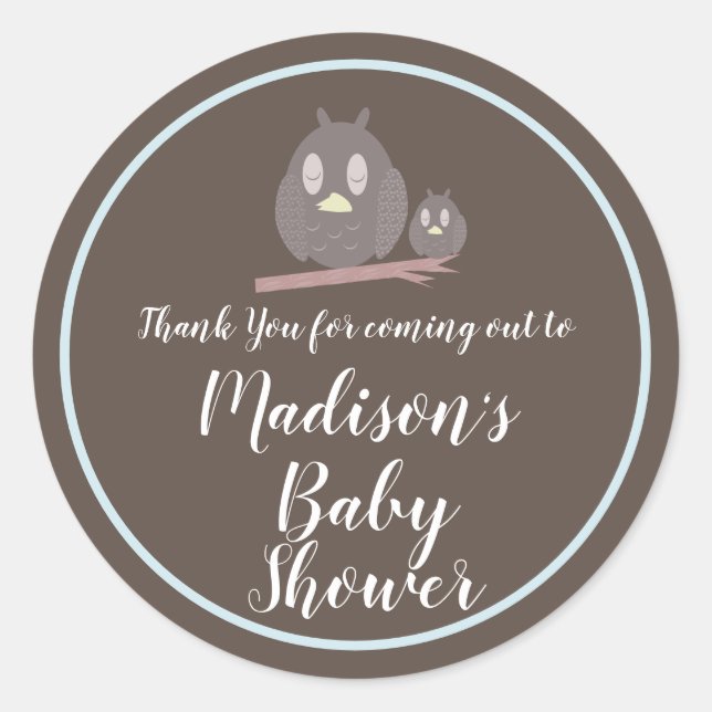 Sticker Rond Maman chouette mignonne et remerciement pour la do (Devant)
