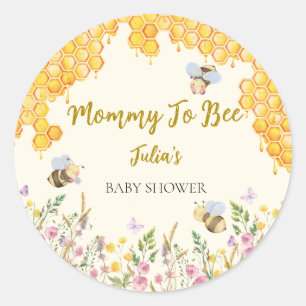 Sticker Rond Maman d'abeille mignonne Invitation à une baby sho
