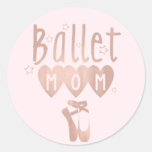 Sticker Rond Maman de ballet Rose Gold Pink Etoiles & Coeurs