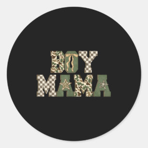 Sticker Rond Maman de chasse de camouflage rétro garçon vieille