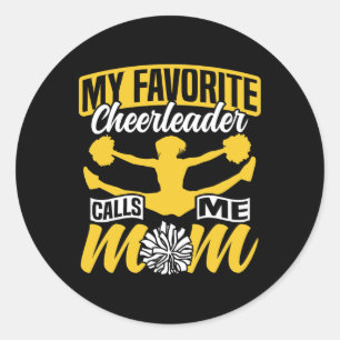 Sticker Rond Maman de Cheerleading Cheer Ma Mère Préférée Cheer