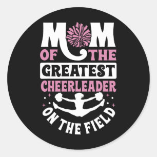 Sticker Rond Maman de cheerleading Mère de la plus grande