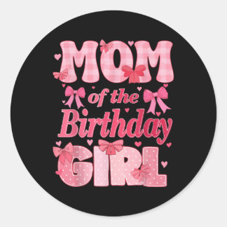 Sticker Rond Maman De La Fille Anniversaire Famille Rose Coquet