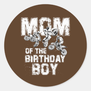 Sticker Rond Maman De L'Anniversaire Boy Dirt Vélo Moto