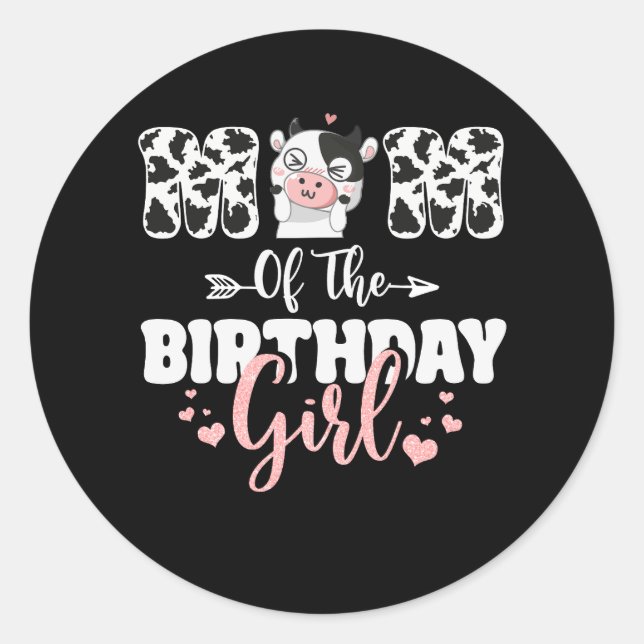Sticker Rond Maman de l'anniversaire ferme vache maman maman ma (Devant)