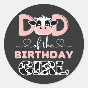 Sticker Rond Maman de l'anniversaire fille ferme vache