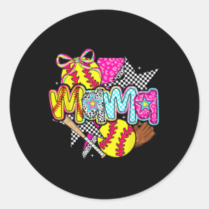 Sticker Rond Maman de softball Maman ambiance journée de match